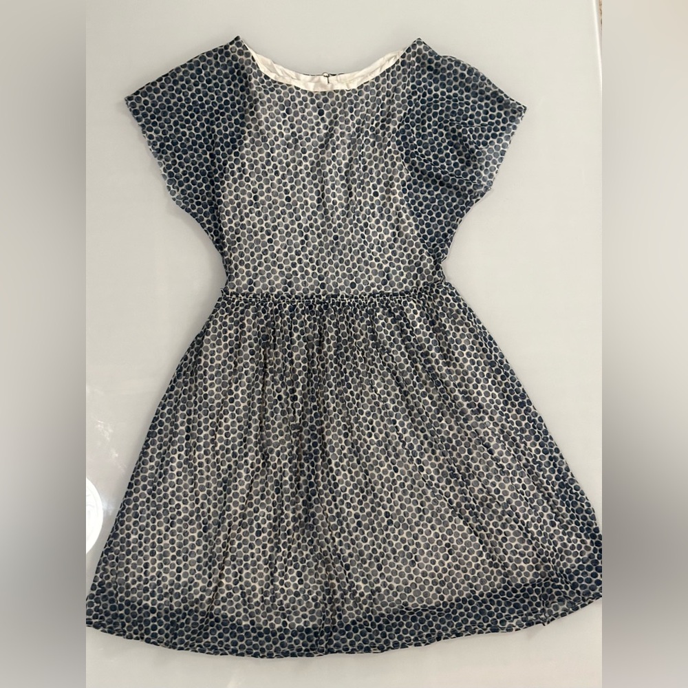 Anthropologie Blue and White Asymmetrical Dress